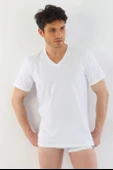 Erkek Süprem V Yaka Beyaz T-shirt 945 - 5