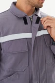 Orange Safety İş Takımı Mont+Pantolon  7/7 Gabardin %100 Pamuk Kapitoneli Reflektörlü Gri thumbnail 7