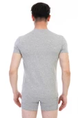 Erkek Elastanlı V Yaka Gri T-shirt 956 - 7