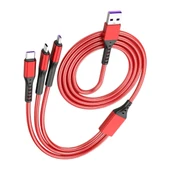 POWERMASTER PM-26336 3IN1 KIRMIZI 1.2 METRE (MICRO USB - LIGHTNING - TYPE C) TELEFON ŞARJ KABLOSU - 2