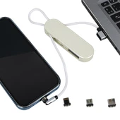 Powermaster PM-25905 Beyaz 3İn1 (Type C- Lightning-Micro Usb) Manyetik Uç Taşınabilir Şarj Kablosu - 4