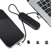 Powermaster PM-25906 Siyah 3İn1  (Type C- Lightning- Micro Usb) Manyetik Uç Taşınabilir Şarj Kablosu - 1
