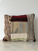 40x40 cm Dekoratif El Dokuma Kilimden oluşan Patchwork Kırlent Kılıf - 1