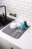 Bulaşık Matı - Süper Emici Bulaşık Kurutma Örtüsü 45x36 cm, Katlanabilir Antrasit Mat - 1