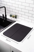 Bulaşık Matı - Süper Emici Bulaşık Kurutma Örtüsü 45x36 cm, Katlanabilir Siyah Mat - 2