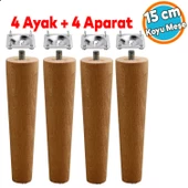 Mobilya Koltuk Kanepe Sehpa Masa Ayağı Ayakları M8 Civatalı Bağlantı Aparatlı 4'lü Set Ahşap 15 cm thumbnail 1