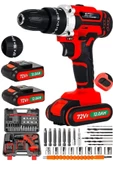 58 V 12 AH Bakır Sargılı Motor Metal Şanzumanlı 27pcs Çift Akülü Matkap - 1