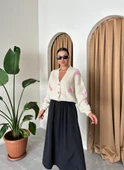 Taş Pembe Kalpli Triko Hırka - 6