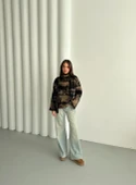 Camel-Siyah Dik Yaka Kırçıllı Kazak - 6
