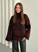 Bordo-Siyah Dik Yaka Kırçıllı Kazak - 1