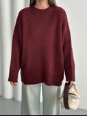 Bordo Düz Basic Kalın Kazak - 3