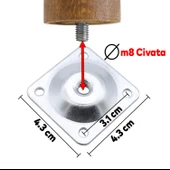 Ahşap Ayak Bağlantı Aparatlı Mobilya Koltuk Kanepe Sehpa Masa Ayağı Ayakları M8 Civatalı Ahşap 12 cm thumbnail 3