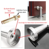 Mıknatıslı Ayaklı Metal Kapı Tutucu Çarpma Önleyici Durdurucu Stoper Vidalı Tampon Krom 1 Adet thumbnail 4