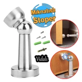 Mıknatıslı Ayaklı Metal Kapı Tutucu Çarpma Önleyici Durdurucu Stoper Vidalı Tampon Krom 1 Adet thumbnail 1