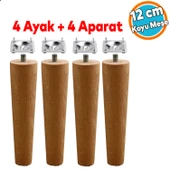 Ahşap Ayak Bağlantı Aparatlı Mobilya Koltuk Kanepe Sehpa Masa Ayağı Ayakları 4'lü Set M8 Civatalı Ahşap 12 cm thumbnail 1