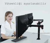 Monozone 2li Çift Kol Monitör Tutucu Led Tv Full Hareketli Çelik Masa Tutucu 17-32inç LCD Masaüstü Standı Desteği - 4
