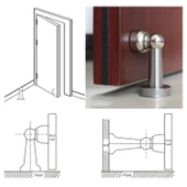 Mıknatıslı Ayaklı Metal Kapı Tutucu Çarpma Önleyici Durdurucu Stoper Vidalı Tampon Krom 1 Adet thumbnail 9