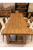 NTCollection Ntconcept Farmhouse Doğal Ahşap Masif Yemek Masa Takımı 80x220cm 8 Adet Sandalye - 4