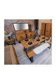 NT Concept Ntconcept Masif Ağaç Yemek Masası Takımı- 85cm-125cm Masa+125cm Bank+2 Adet Sandalye thumbnail 2