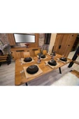 NT Concept Masif Ağaç Yemek Masası Takımı- 85cm-185cm Masa+185cm Bank+5 Adet Loft Sandalye thumbnail 7