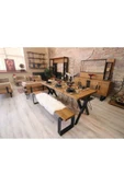 NT Concept Masif Ağaç Yemek Masası Takımı 85cm 125cm Masa 125cm Bank 2 Adet Sandalye thumbnail 7