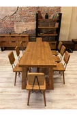 NTCollection Ntconcept Farmhouse Doğal Ahşap Masif Yemek Masa Takımı 80x220cm 8 Adet Sandalye - 3