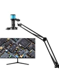 Monozone 150X Lens Endüstriyel Mikroskop Katlanabilir Tutucu 56 Led Halka Işık Kameralı Elektronik Dijital Usb 48MP 4K 60F/S Deney Gözlem - 3