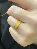 22 Ayar Altın 6 mm Düz Simli Çok Şık Alyans Yüzük thumbnail 2