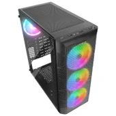 Everest CREST V1 Mesh Temperli Camlı 4x12cm Auto RGB Fan ATX Mid-T Gaming Oyuncu Kasası - 3