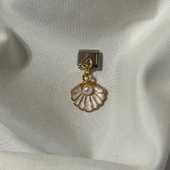Lüks İtalyan Bileklik İnci İstiridye Bileklik Charm - İnce Beyaz - 1