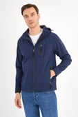 Shell Lacivert Erkek Softshell Mont Kapüşonlu Comfort Fit thumbnail 1