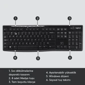 Logitech K270 920-003761 Q Kablosuz Klavye Teşhir thumbnail 6