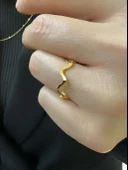 22 Ayar Altın Zikzak Ajda 2 mm Çok Şık Alyans Yüzük thumbnail 2