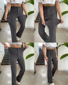 Kadın Yüksek Bel Full Likralı Krep Kumaş Pantolon - 3