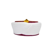İmam Sarığı-Beyaz Kumaş-Bordo Takke-Düz Sarım-Kuş Gözlü-7 metre - 3