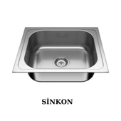 SİNKON Paslanmaz Krom Evye Tezgah Üstü Evye 40x50 Büyük Sifon Dahildir - 1