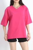 Oversize 2 İplik Tişört Fuşya - 20700.1878. thumbnail 3