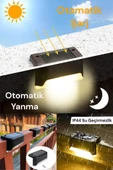 4 Adet Solar Merdiven Lambası Güneş Enerjili Köşebent Peyzaj Bahçe Aydınlatma Led Lamba Sarı Işık - 3