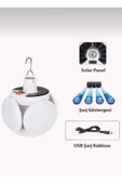 Usb Sarjlı Güneş Enerjili Solar Led Lamba Bahçe Aydınlatma Askılı Kamp Çadır Karavan Işık Lambası - 3