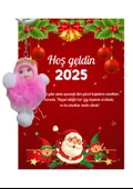 Yeni Yıl Noel Baba Kart Üzerinde Anahtarlık (Kişiye Özel Yazı Yazdırılabilir) Peluş Bebek - 3