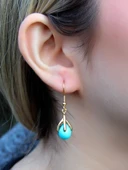 Doğal Taş Firuze Doğal Taşlı Sallantılı Altın Kaplama Kadın Küpe euku19f thumbnail 1