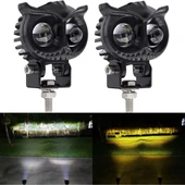 Baykuş Sis Farı Sarı-Beyaz Motosiklet Sis Farı Otomobil Atv Utv Off Road Uyumlu 2 Adet Aç Kapat Tuşlu - 3
