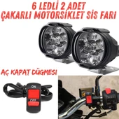 2 Adet 6 Ledli Motosiklet Scooter Uyumlu Led Sis Farı Çakar Ve Sabit Mod Açma Kapatma Tuşlu usb siz thumbnail 1