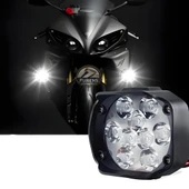 2 Adet 9 Ledli Motosiklet Scooter Uyumlu Led Sis Farı Çakar Ve Sabit Mod Açma Kapatma Tuşlu ubs siz thumbnail 2