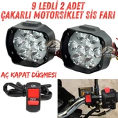 2 Adet 9 Ledli Motosiklet Scooter Uyumlu Led Sis Farı Çakar Ve Sabit Mod Açma Kapatma Tuşlu ubs siz thumbnail 1