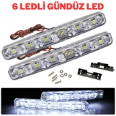 Mercekli 6 Ledli Beyaz Drl Gündüz Ledi 12v Sis Lambası Ledi Off Road Sis 12V - 1