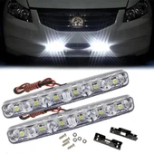 Mercekli 6 Ledli Beyaz Drl Gündüz Ledi 12v Sis Lambası Ledi Off Road Sis 12V - 2