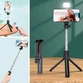 Kendiliğinden Işıklı Masaüstü Tripod Olabilen Telefon Tutuculu Kablosuz Kumandalı Selfie Çubuğu - 1