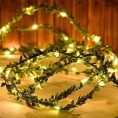 Yapraklı Dekorlu 3 Metre Peri Led Pilli  ışık Yılbaşı Aydınlatma - 1