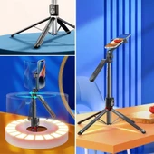 Kumandalı 360 Derece Dönebilen Cep Telefonu Ve Kamera Tripodu  2.2m Uzayabilen Selfie Çubuğu - 4